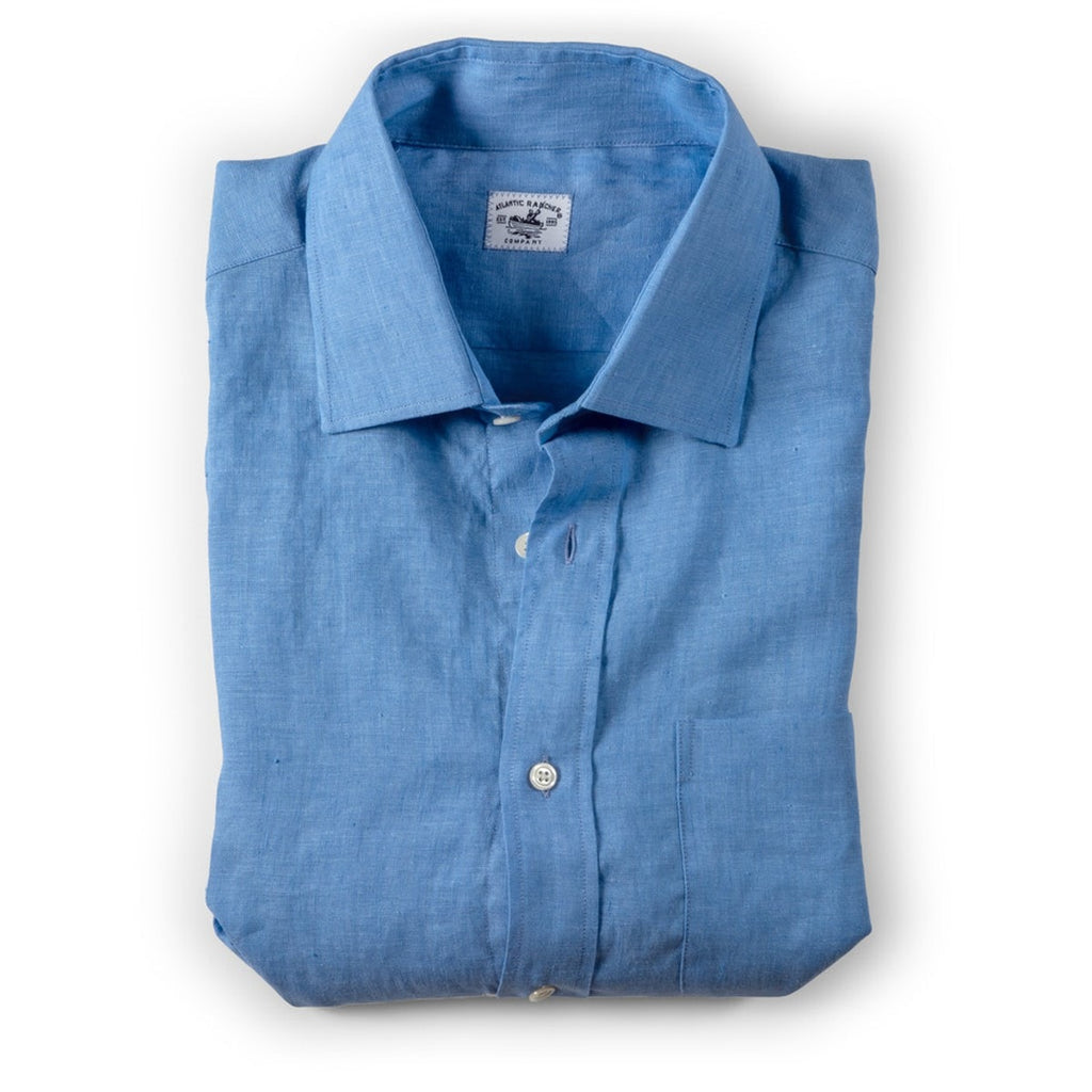 Captain's Point Collar Linen Shirt Shirts Atlantic Rancher Company Blue M 
