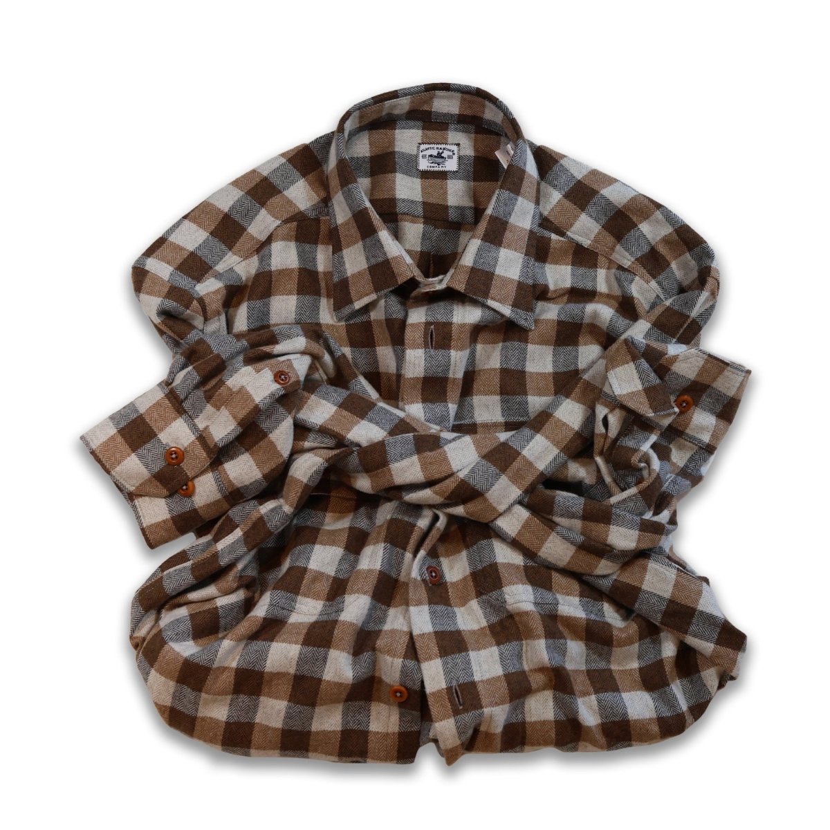 Bayman's Herringbone Gingham Flannel Shirt - Atlantic Rancher CompanyBayman's Herringbone Gingham Flannel ShirtShirtsAtlantic Rancher CompanyPiney02SBrown GinghamBayman's Herringbone Gingham Flannel Shirt