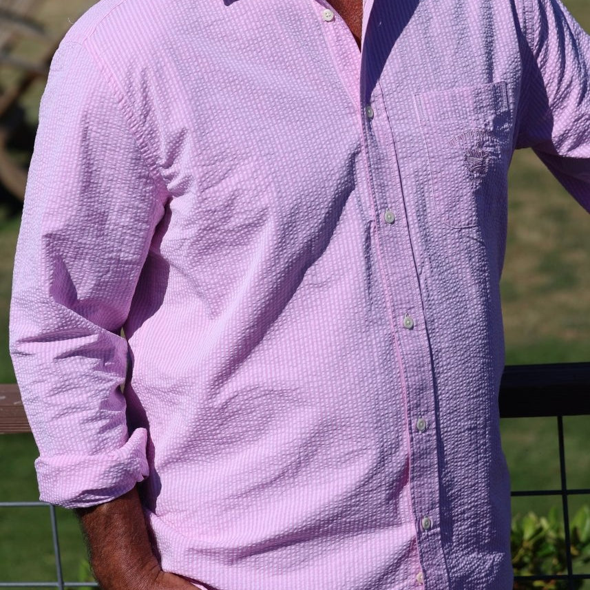 Captain's Seersucker Long Sleeve Cotton Shirt - Special Edition Shirts Atlantic Rancher Company