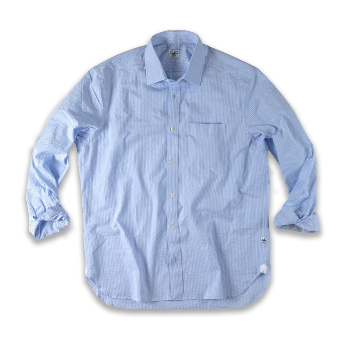 Captain's Seersucker Long Sleeve Cotton Shirt - Special Edition Shirts Atlantic Rancher Company Blue S