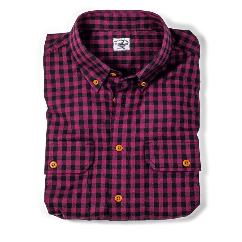 Bayman's Flannel Button-Down Collar Shirt - Purple Check Shirts Atlantic Rancher Company Purple Check XS 