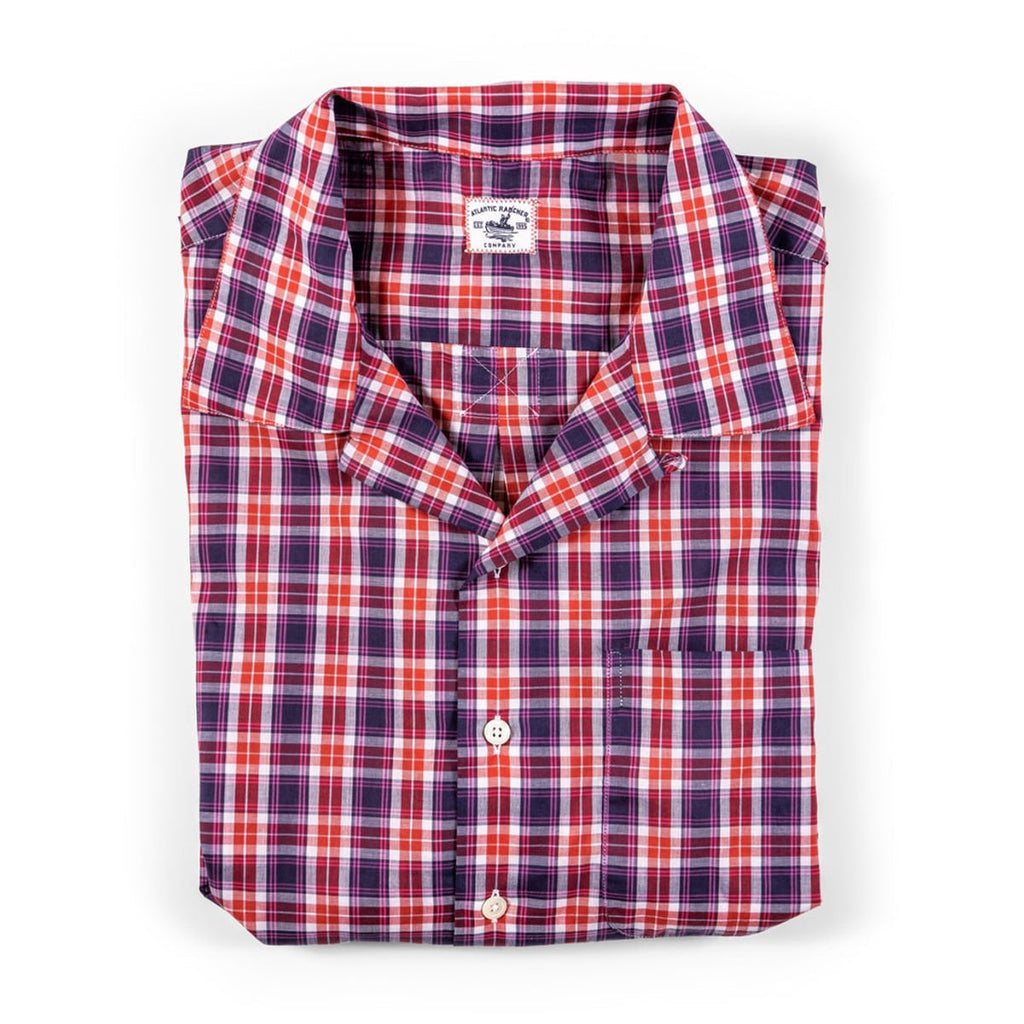 Bimini Long Sleeve Cotton Shirt- in Red-Blue Check Bimini Shirts Atlantic Rancher Company M  