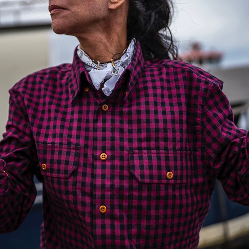 Bayman's Flannel Button-Down Collar Shirt - Purple Check. Final Sale - no exchanges, no returns Shirts Atlantic Rancher Company