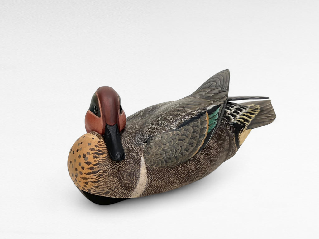 Preening Green-winged Teal Drake Duck Decoy - Keith Mueller Hunting & Wildlife Decoys Atlantic Rancher Company   