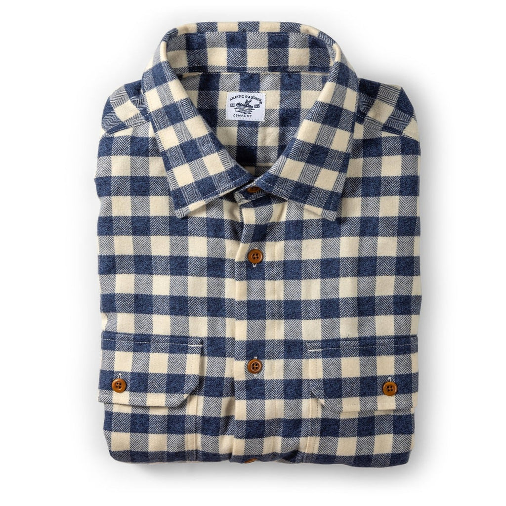 Bayman's Flannel Shirt  Atlantic Rancher Company Blue/Cream Check S 
