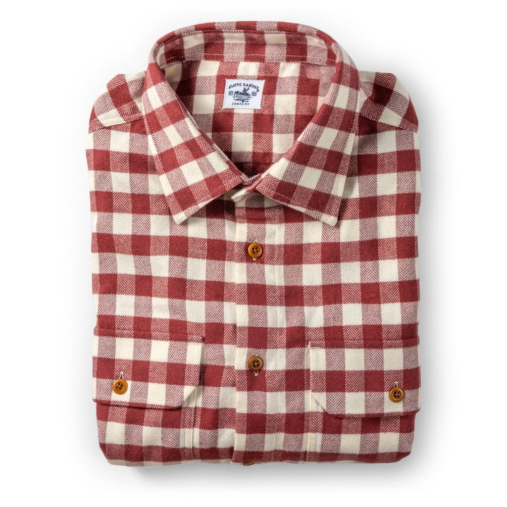 Bayman's Flannel Shirt  Atlantic Rancher Company Burgundy/Cream Check S 