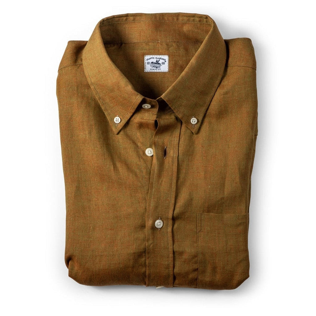 Captain's Button-down Collar Linen Shirt Shirts Atlantic Rancher Company Mocha M 