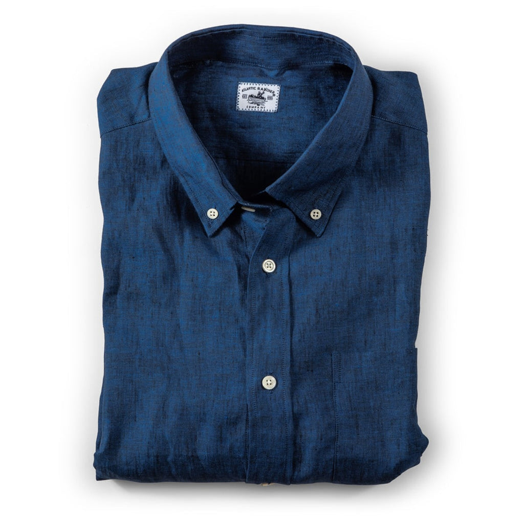 Captain's Button-down Collar Linen Shirt Shirts Atlantic Rancher Company Indigo M 