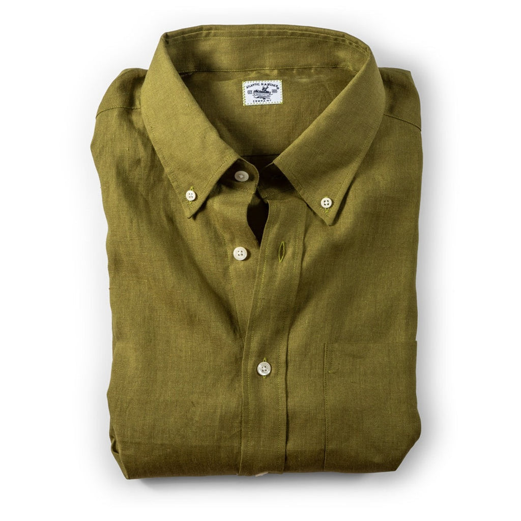 Captain's Button-down Collar Linen Shirt Shirts Atlantic Rancher Company Moss M 