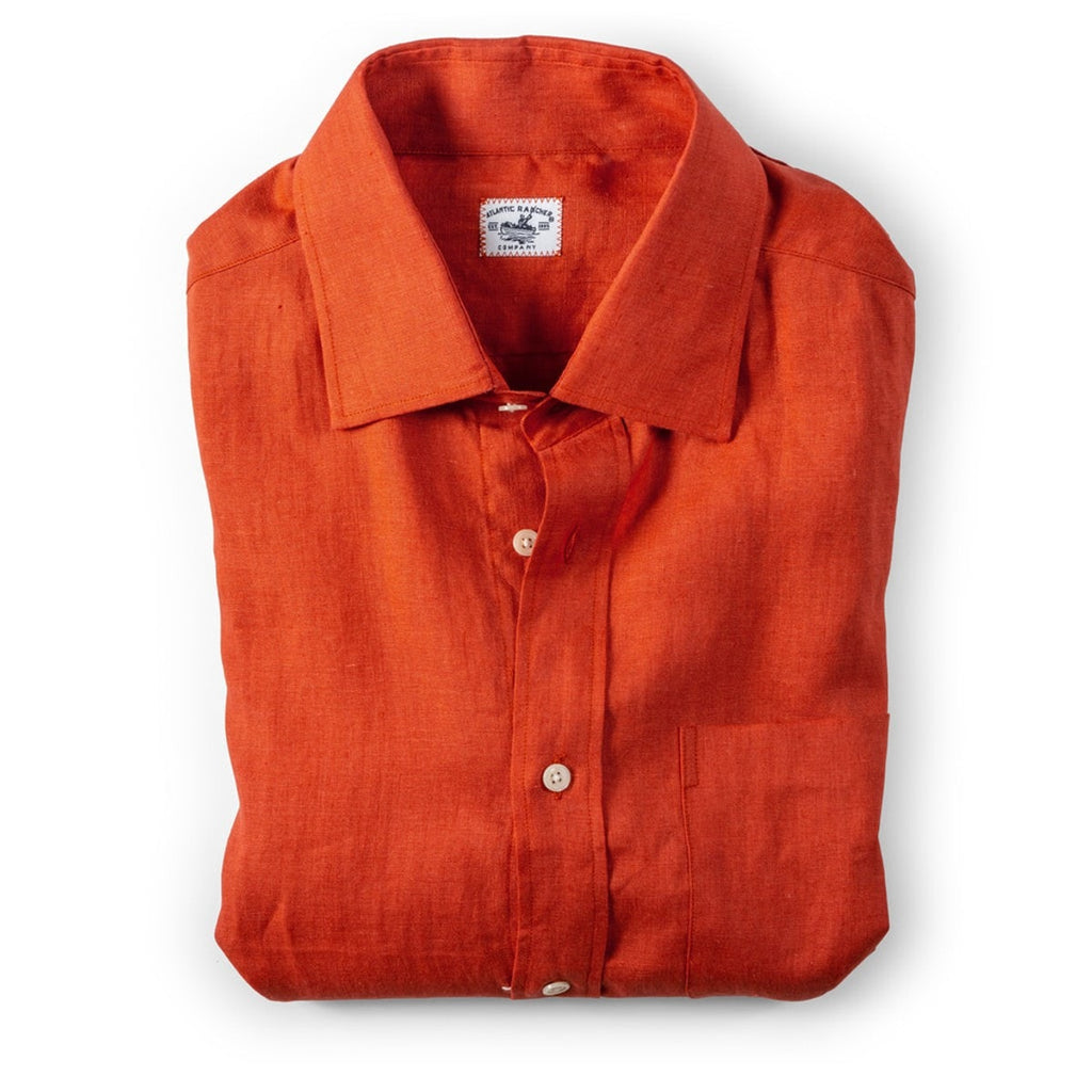 Captain's Point Collar Linen Shirt Shirts Atlantic Rancher Company Red M 