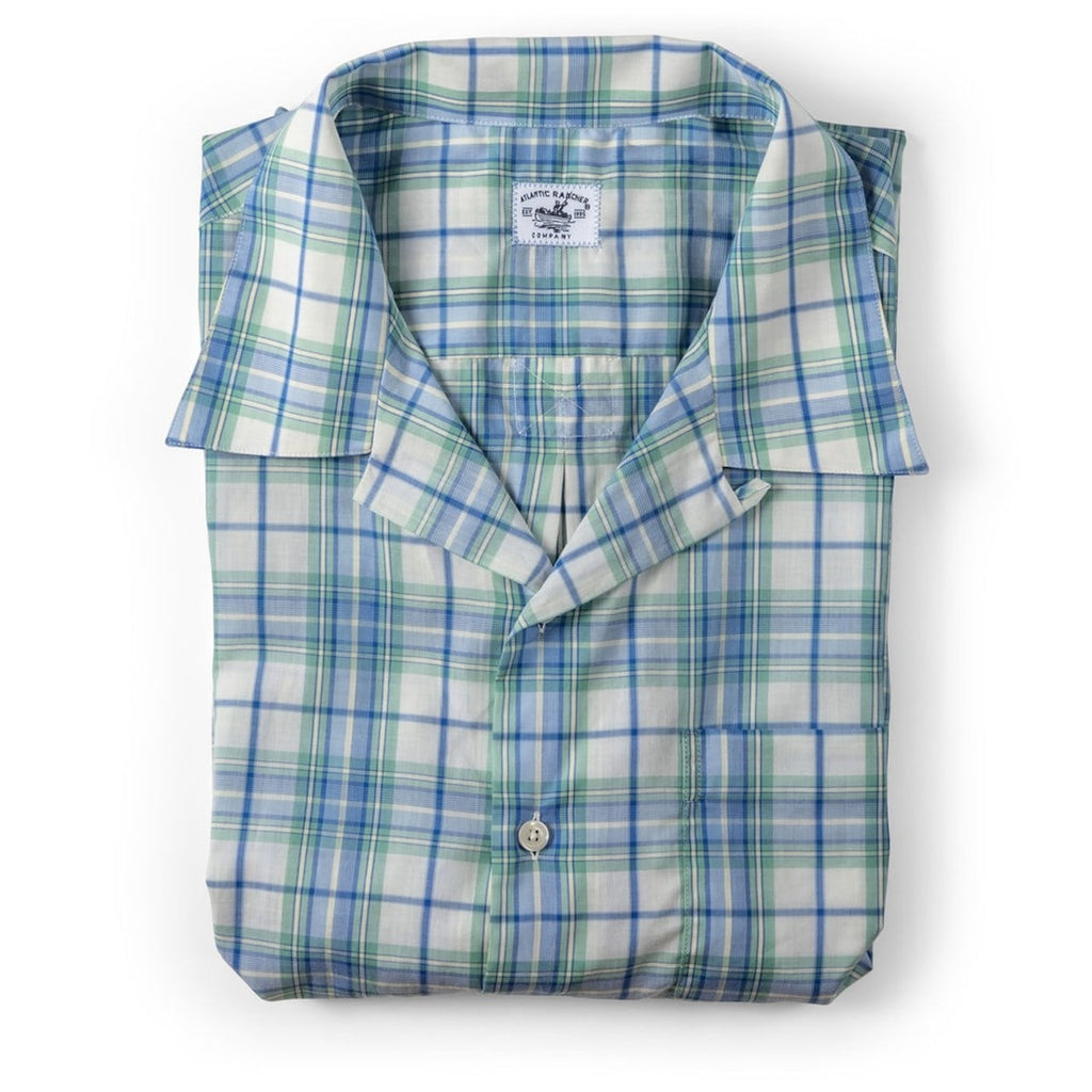 Bimini Short Sleeve Cotton Shirt- Plaids Bimini Shirts Atlantic Rancher Company M Tarpon Green 