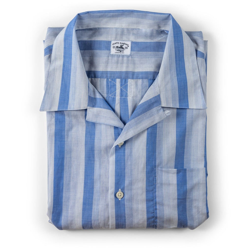 Bimini Short Sleeve Cotton Shirt- in Habana Blue Stripe Shirts Atlantic Rancher Company M  