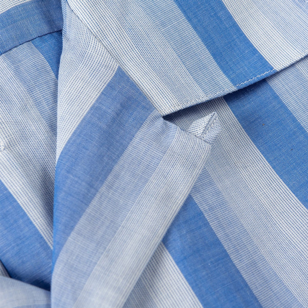 Bimini Short Sleeve Cotton Shirt- in Habana Blue Stripe Shirts Atlantic Rancher Company   