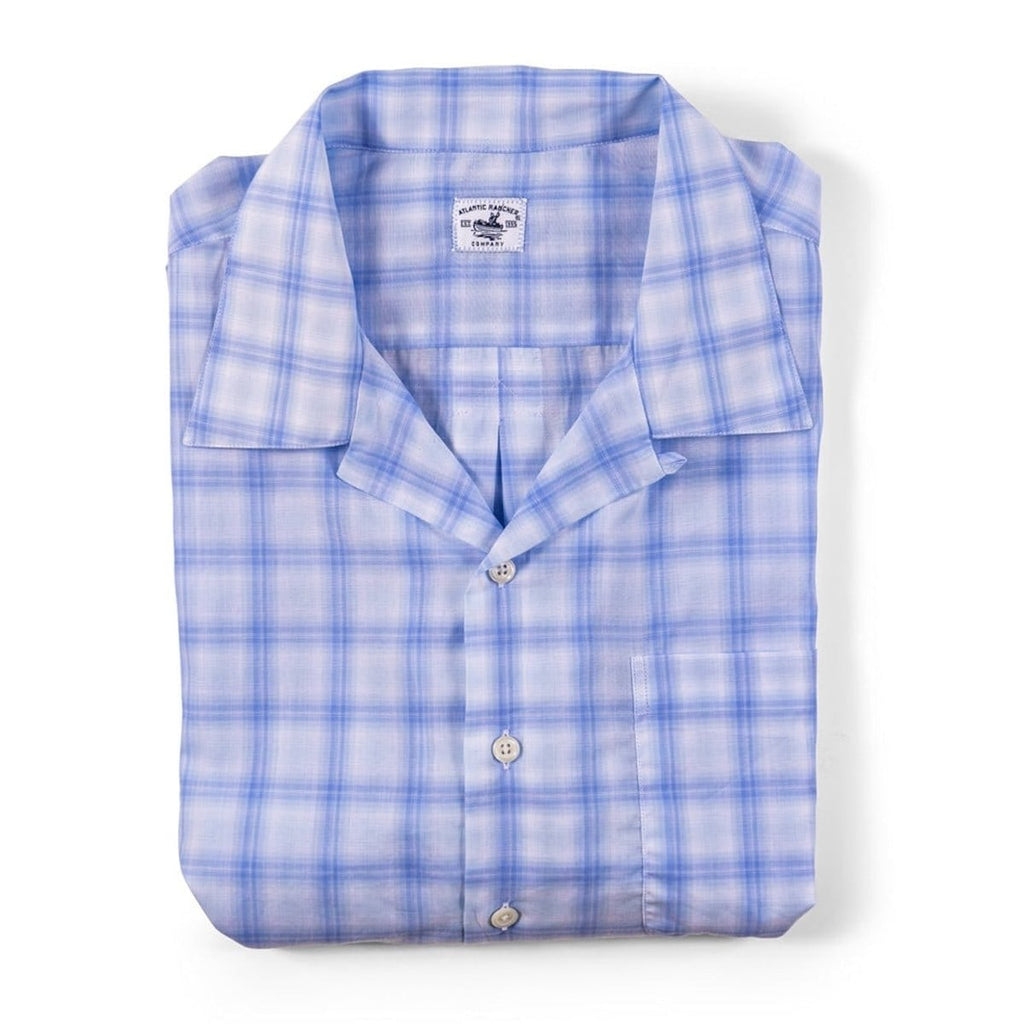 Bimini Short Sleeve Cotton Shirt- Plaids Bimini Shirts Atlantic Rancher Company M Cloud Blue 