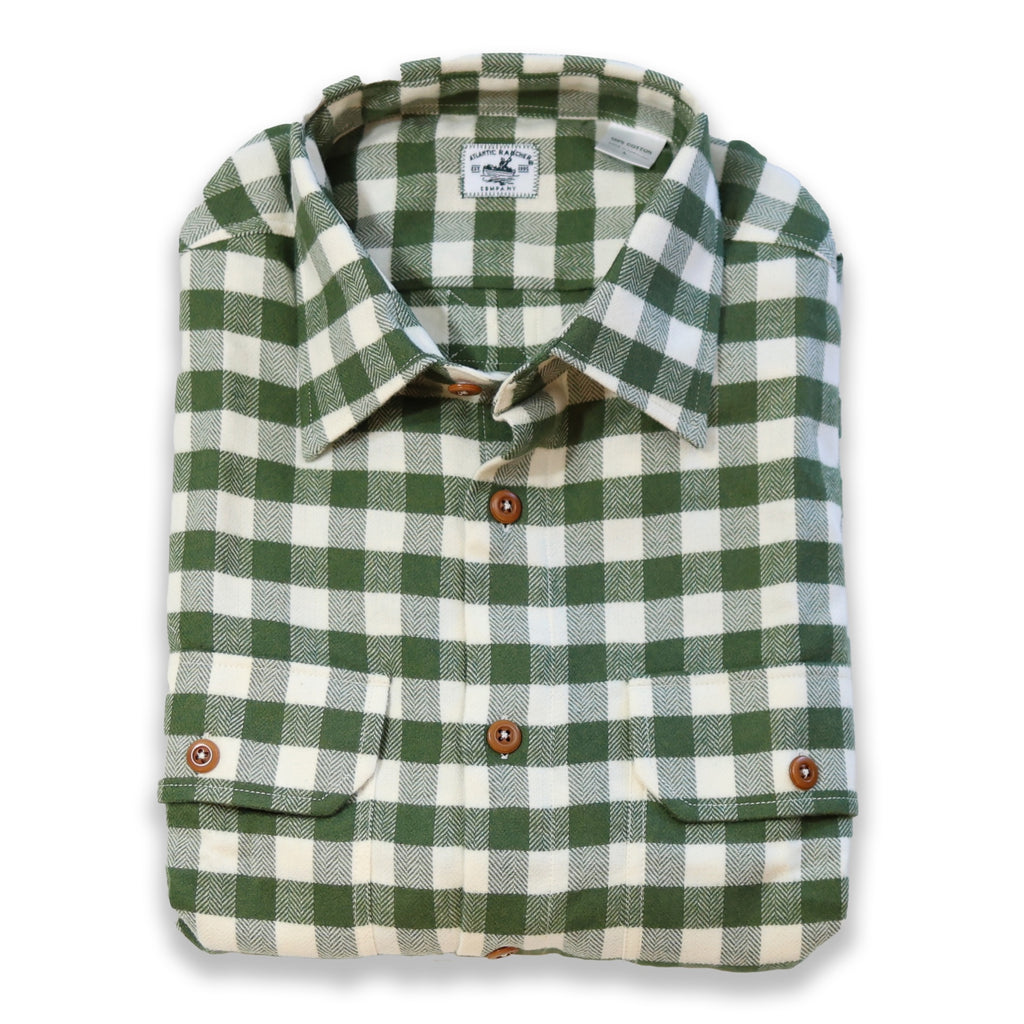 Bayman's Flannel Shirt  Atlantic Rancher Company Evergreen/Cream Gingham S 