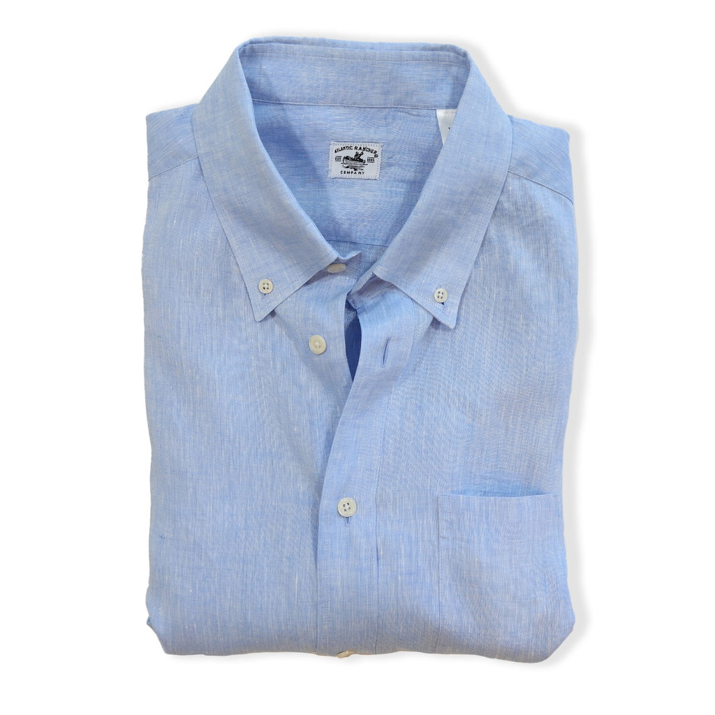 Captain's Button-down Collar Linen Shirt Shirts Atlantic Rancher Company Offshore Blue M