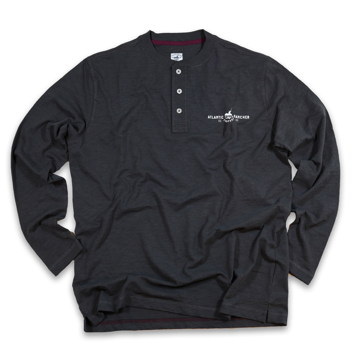 Captain's Long Sleeve Henley Apparel & Accessories Atlantic Rancher Company Charcoal S