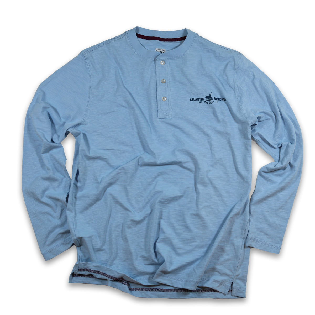 Captain's Long Sleeve Henley Apparel & Accessories Atlantic Rancher Company Sky Blue S