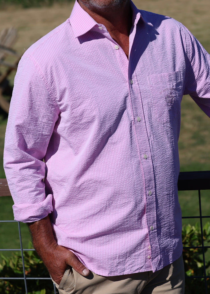 Captain's Seersucker Long Sleeve Cotton Shirt - Special Edition Shirts Atlantic Rancher Company