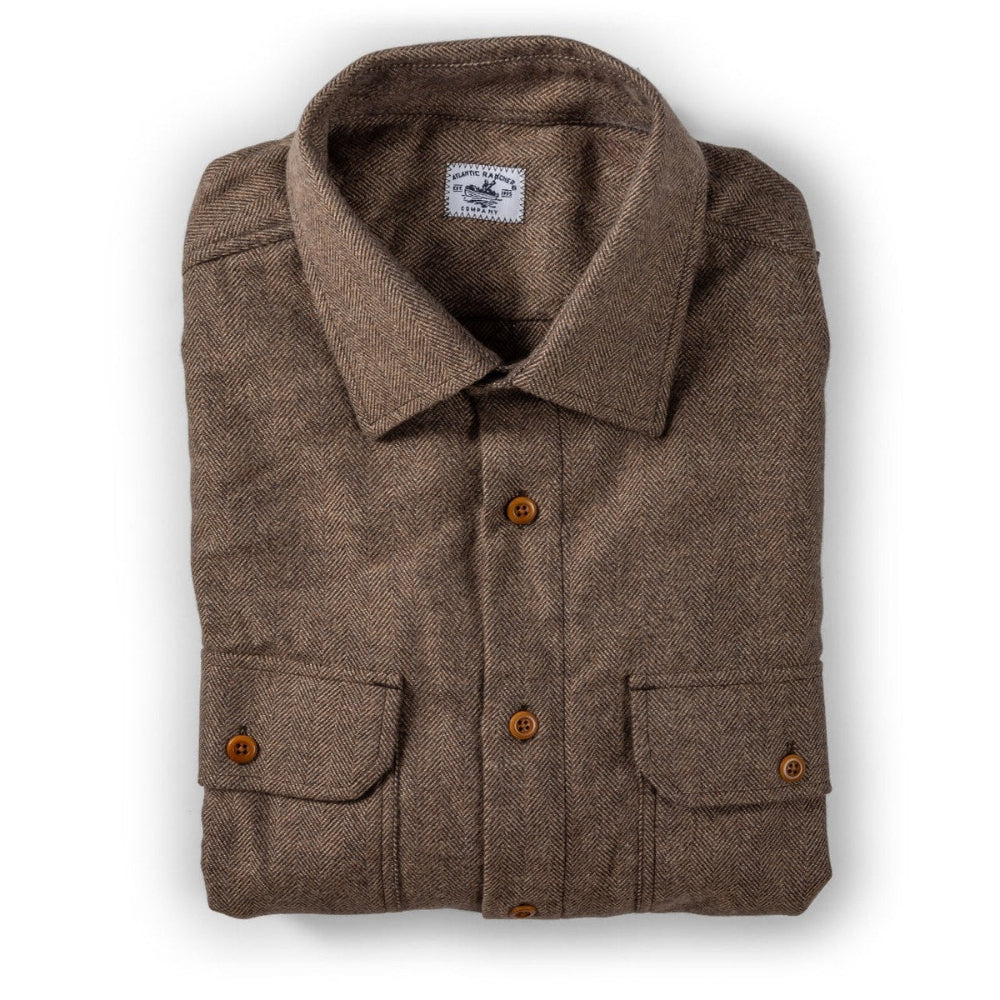 Bayman's Herringbone Flannel Shirt - Final Sale Apparel & Accessories Atlantic Rancher Company Tobacco Herringbone S
