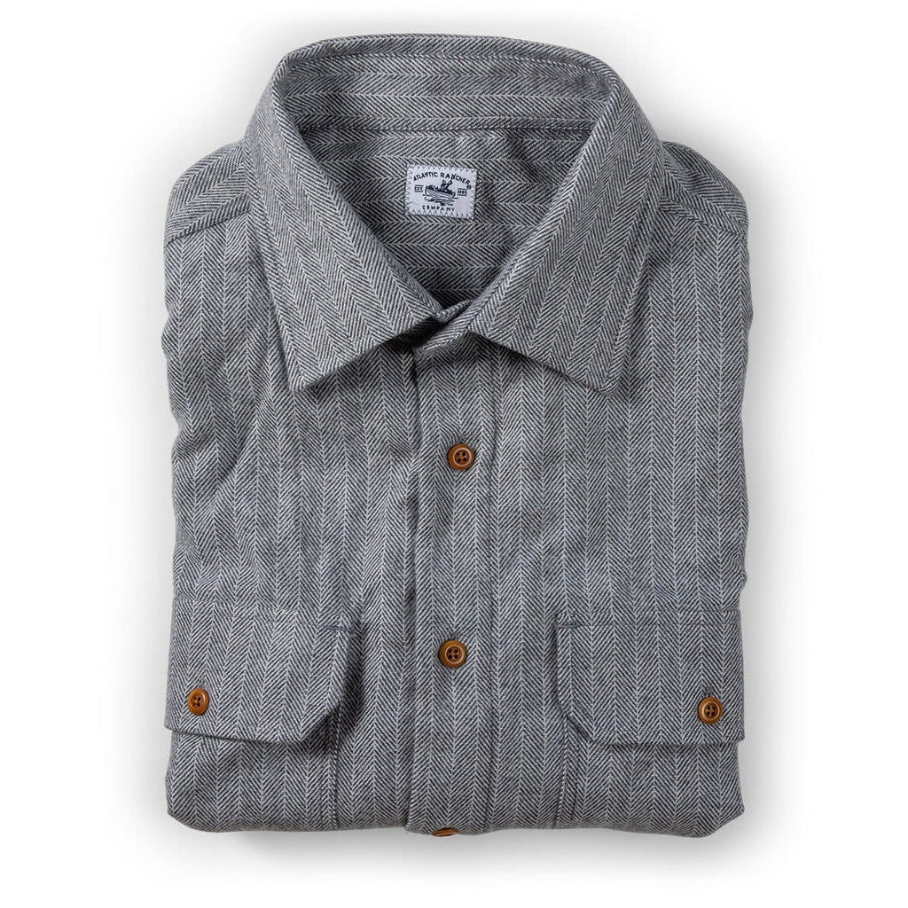 Bayman's Flannel Shirt - Atlantic Rancher CompanyBayman's Flannel ShirtAtlantic Rancher CompanyPiney02 - GryHerGrey HerringboneSBayman's Flannel Shirt Atlantic Rancher Company Grey Herringbone S