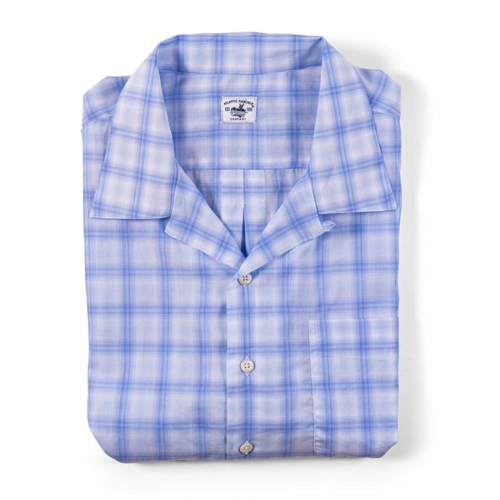 Bimini Short Sleeve Cotton Shirt- Plaids Bimini Shirts Atlantic Rancher Company Cloud Blue S