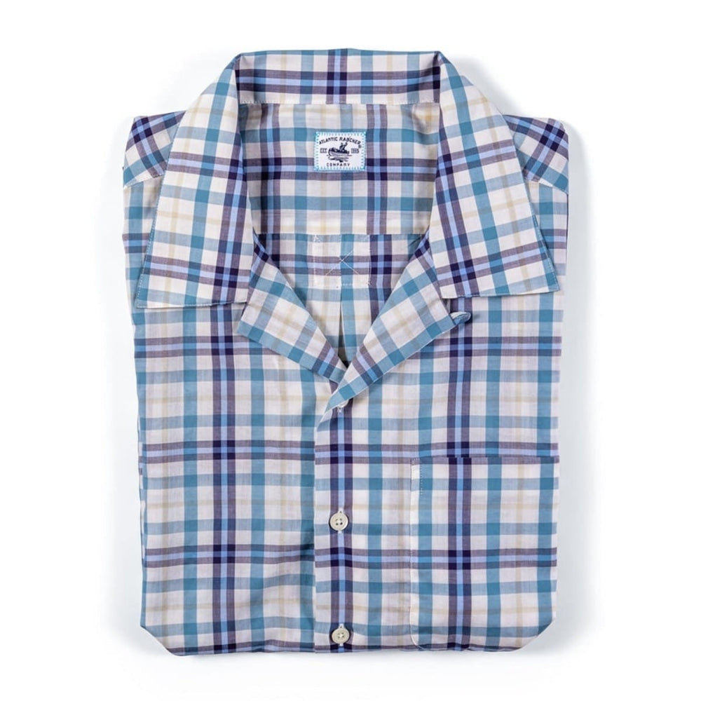 Bimini Short Sleeve Cotton Shirt- Plaids Bimini Shirts Atlantic Rancher Company Blue Marlin Blue S