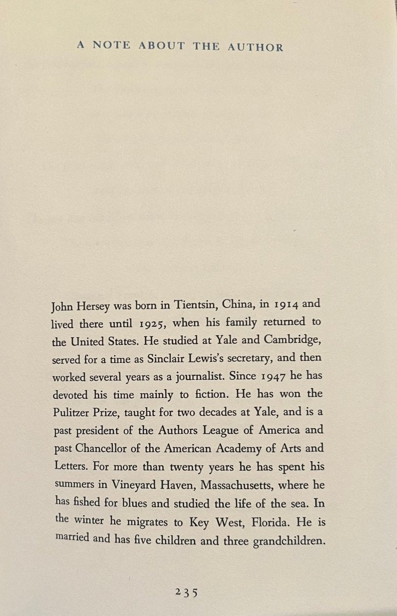 Blues, by John Hersey -- The Franklin Library Atlantic Rancher Company