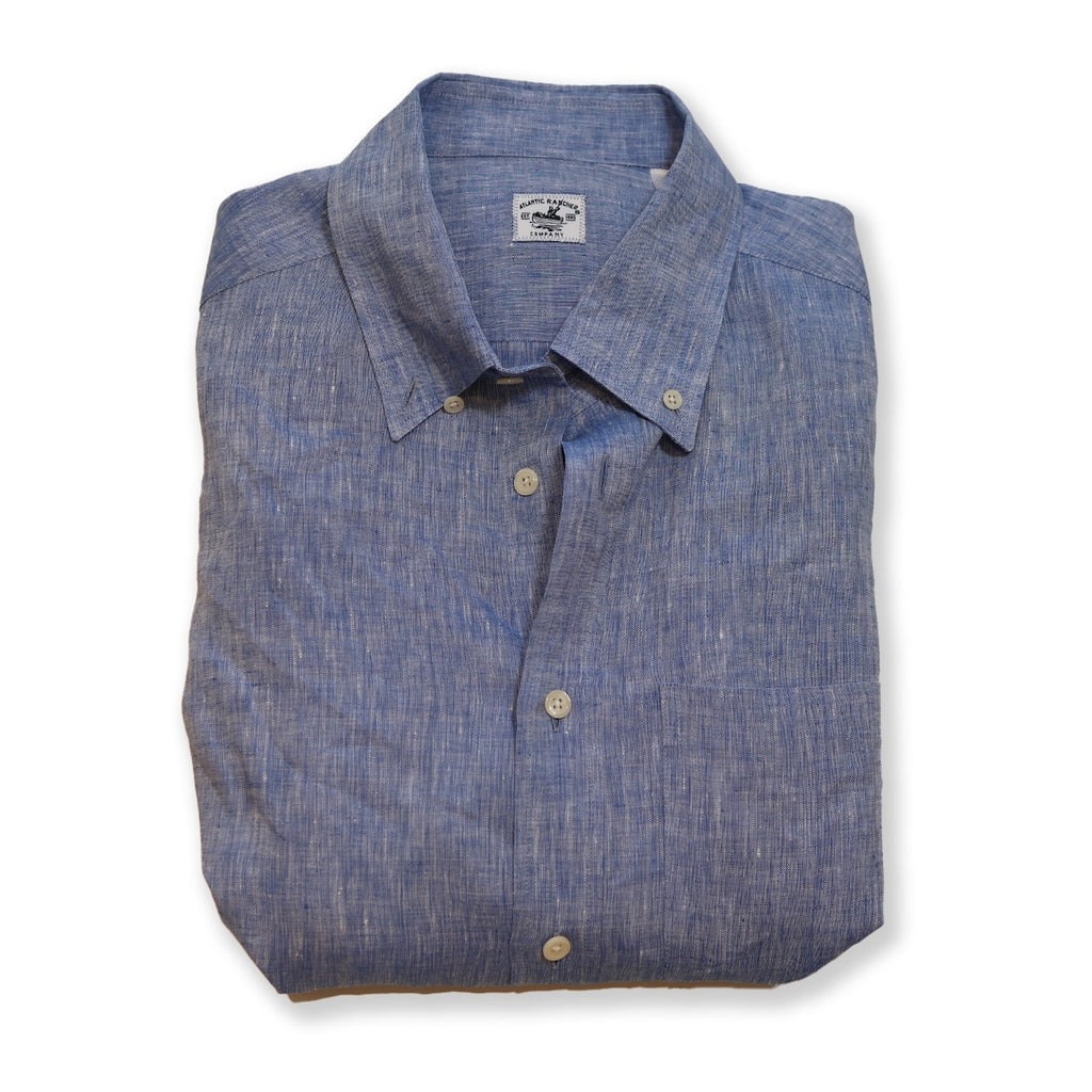 Captain's Button-down Collar Linen Shirt Shirts Atlantic Rancher Company Indigo M