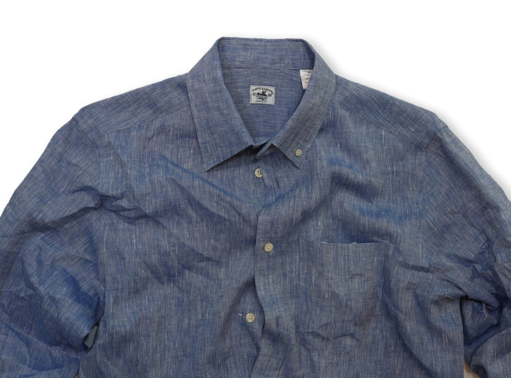 Captain's Button - down Collar Linen Shirt - Atlantic Rancher CompanyCaptain's Button - down Collar Linen ShirtShirtsAtlantic Rancher CompanyCapt - 02 indigoIndigoMCaptain's Button - down Collar Linen Shirt Shirts Atlantic Rancher Company