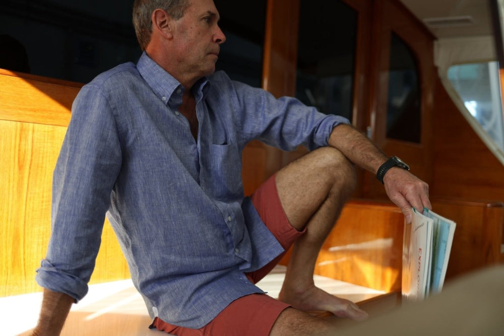 Captain's Button - down Collar Linen Shirt - Atlantic Rancher CompanyCaptain's Button - down Collar Linen ShirtShirtsAtlantic Rancher CompanyCapt - 02 indigoIndigoMCaptain's Button - down Collar Linen Shirt