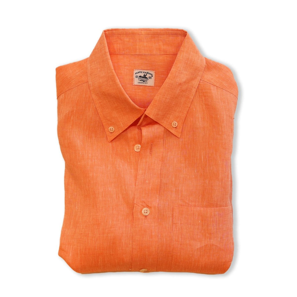 Captain's Button - down Collar Linen Shirt - Atlantic Rancher CompanyCaptain's Button - down Collar Linen ShirtShirtsAtlantic Rancher CompanyCapt - 02 TangerineTangerineMCaptain's Button - down Collar Linen Shirt Shirts Atlantic Rancher Company Tangerine M