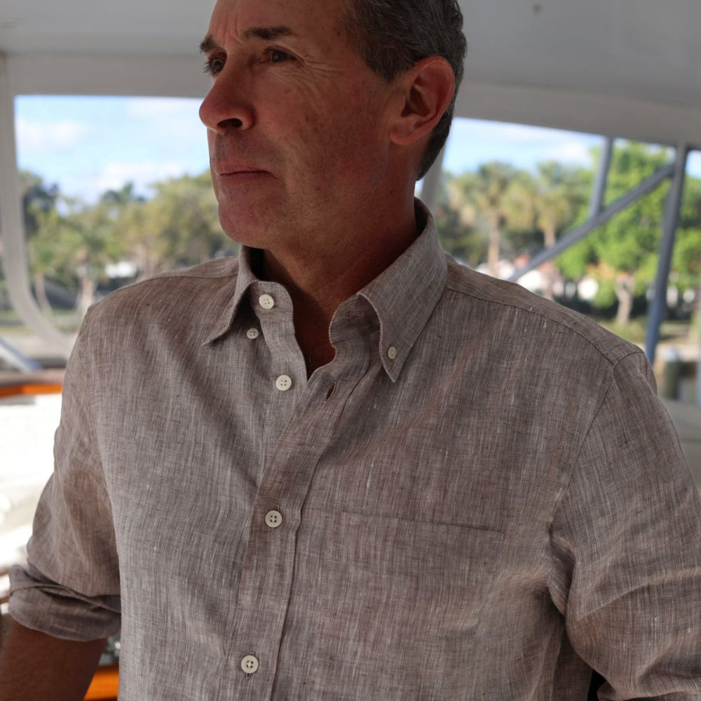 Captain's Button-down Collar Linen Shirt Shirts Atlantic Rancher Company