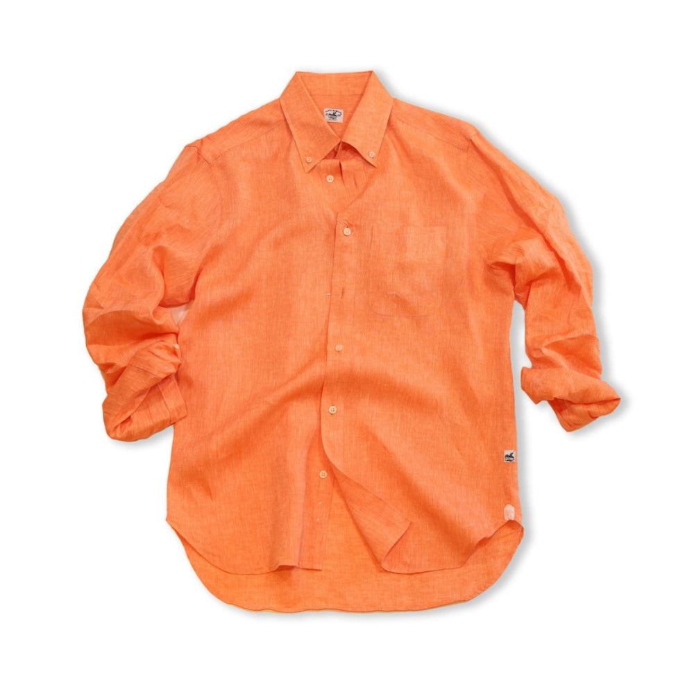 Captain's Button - down Collar Linen Shirt - Atlantic Rancher CompanyCaptain's Button - down Collar Linen ShirtShirtsAtlantic Rancher CompanyCapt - 02 TangerineTangerineMCaptain's Button - down Collar Linen Shirt Shirts Atlantic Rancher Company