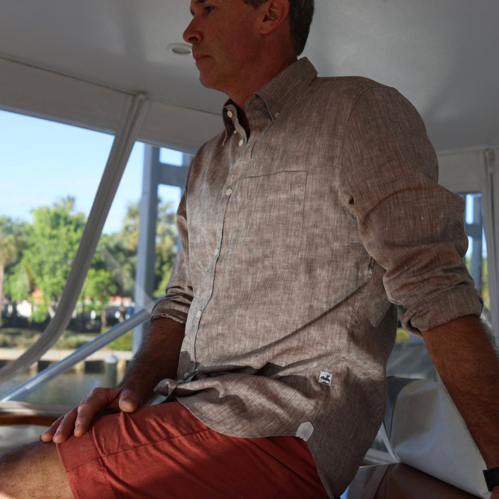 Captain's Button-down Collar Linen Shirt Shirts Atlantic Rancher Company