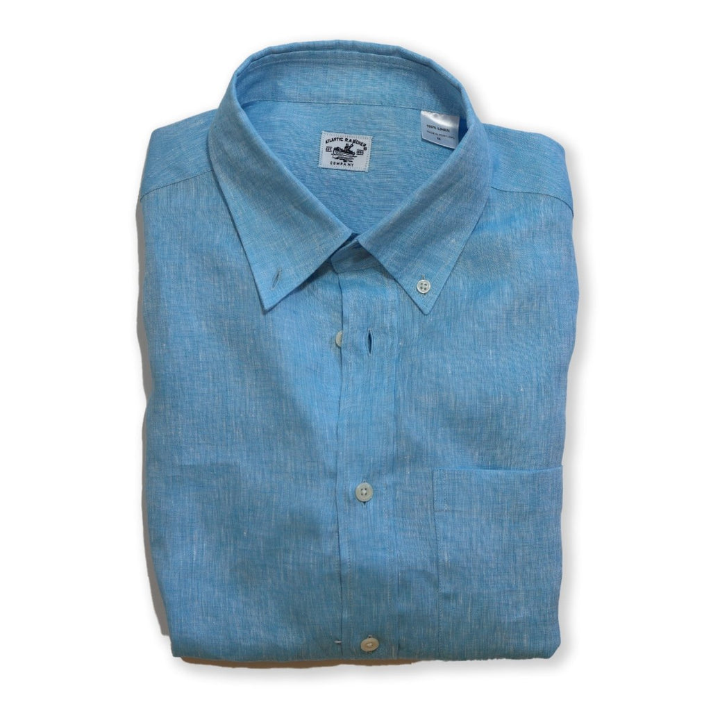 Captain's Button - down Collar Linen Shirt - Atlantic Rancher CompanyCaptain's Button - down Collar Linen ShirtShirtsAtlantic Rancher CompanyCapt - 02 Bimini BlueBimini BlueMCaptain's Button - down Collar Linen Shirt Shirts Atlantic Rancher Company Bimini Blue M