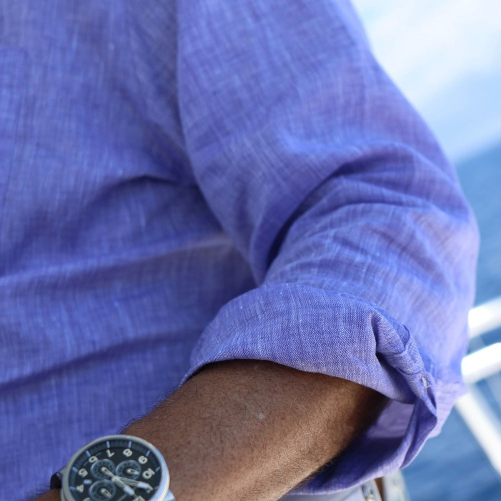 Captain's Button - down Collar Linen Shirt - Atlantic Rancher CompanyCaptain's Button - down Collar Linen ShirtShirtsAtlantic Rancher CompanyCapt - 02 Purple RainPurple RainMCaptain's Button - down Collar Linen Shirt