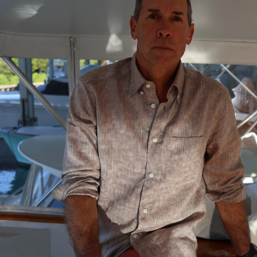 Captain's Button-down Collar Linen Shirt Shirts Atlantic Rancher Company