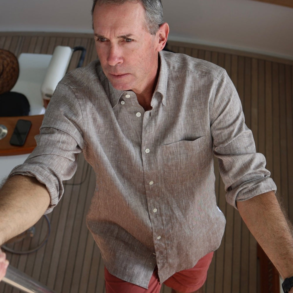 Captain's Button-down Collar Linen Shirt Shirts Atlantic Rancher Company