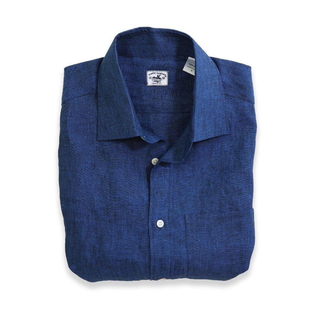 Captain's Point Collar Linen Shirt - Atlantic Rancher CompanyCaptain's Point Collar Linen ShirtShirtsAtlantic Rancher CompanyCapt - 01 - IndigoIndigoMCaptain's Point Collar Linen Shirt Shirts Atlantic Rancher Company Indigo M