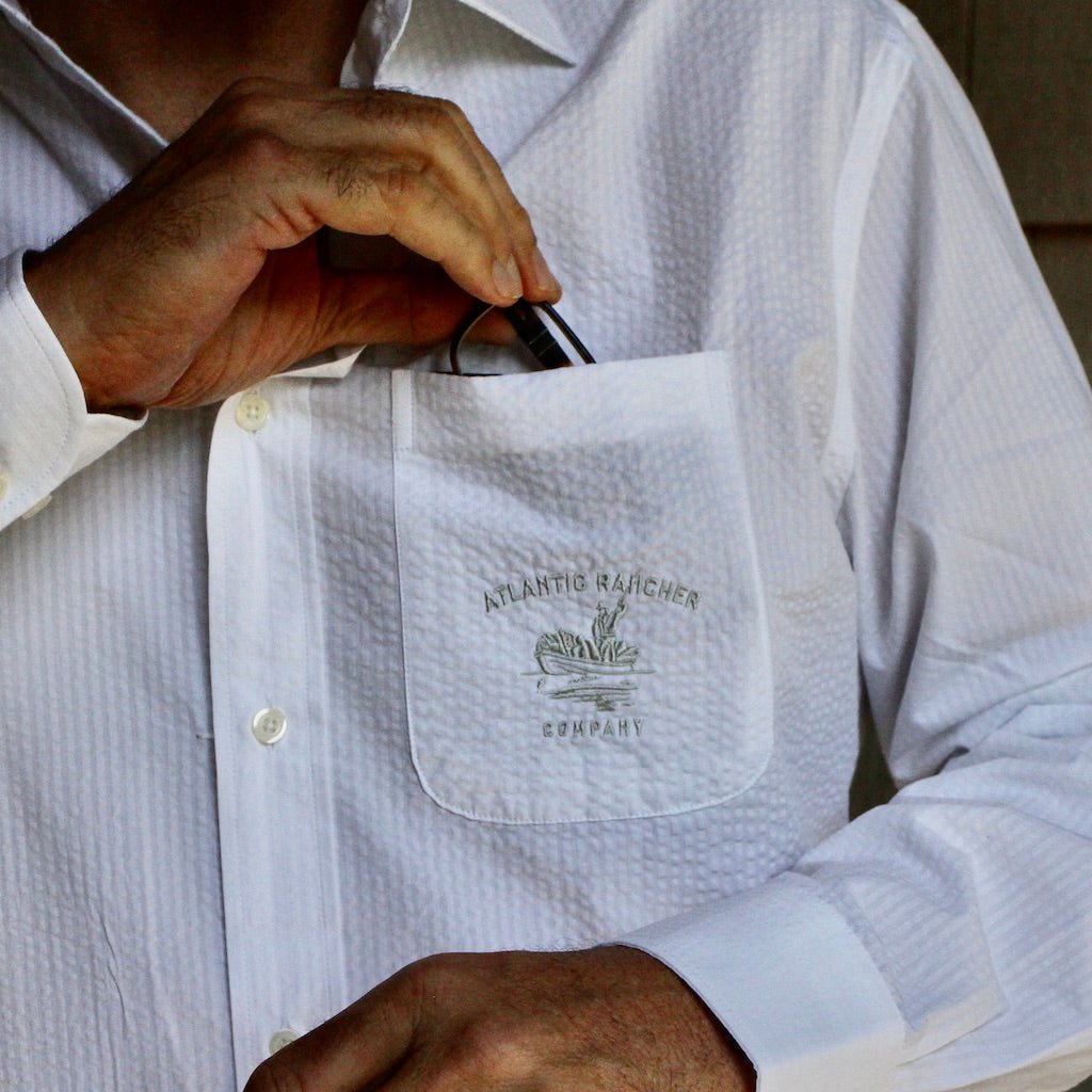 Captain's Seersucker Long Sleeve Cotton Shirt - Special Edition Shirts Atlantic Rancher Company
