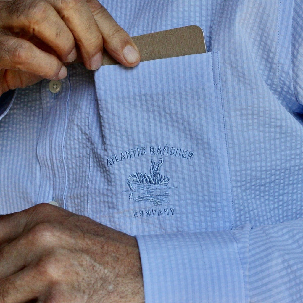 Captain's Seersucker Long Sleeve Cotton Shirt - Special Edition Shirts Atlantic Rancher Company