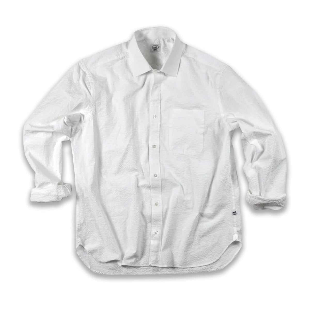 Captain's Seersucker Long Sleeve Cotton Shirt - Special Edition Shirts Atlantic Rancher Company White S