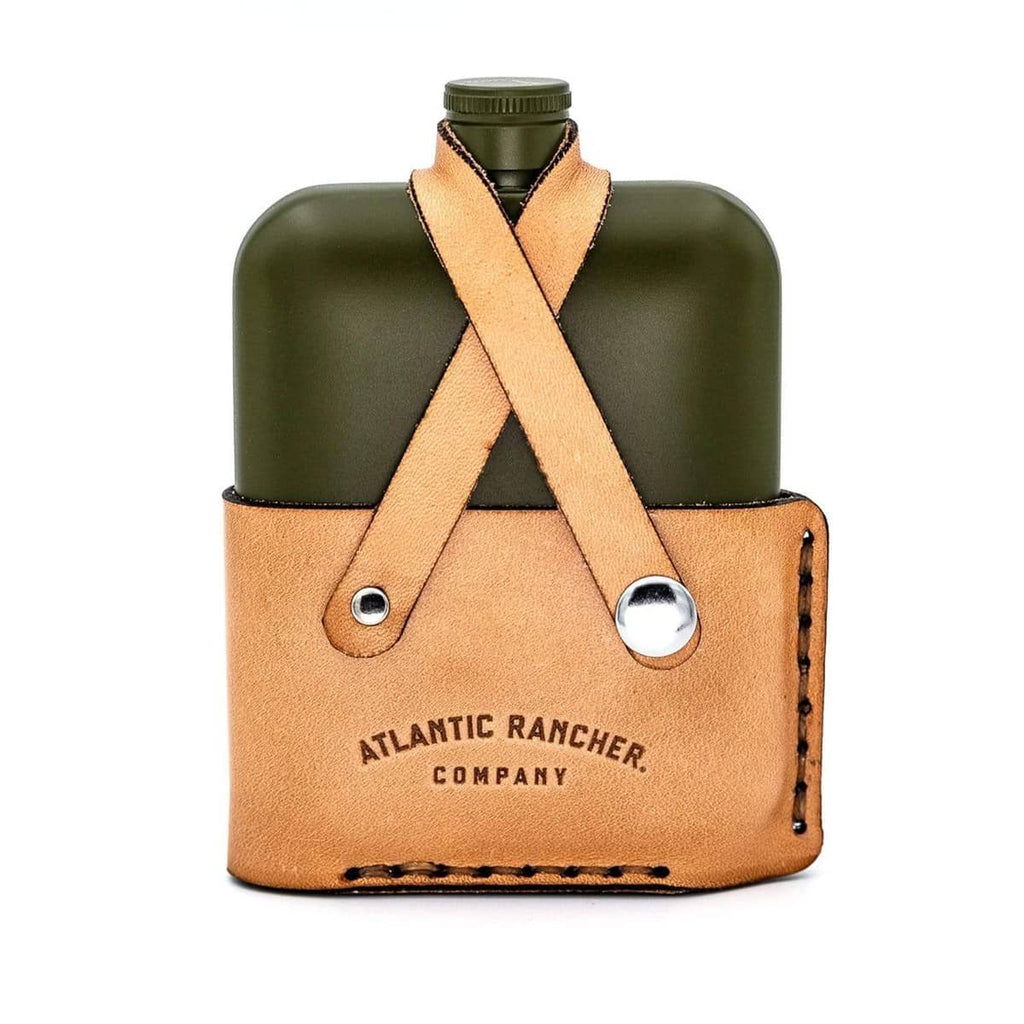 AR Leather Wrapped Marsh Flask Flasks Atlantic Rancher Company   