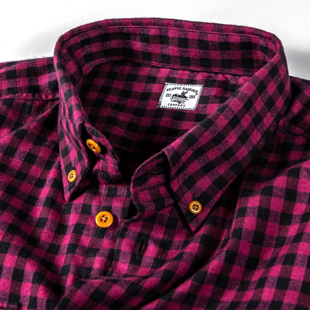 Bayman's Flannel Button-Down Collar Shirt - Purple Check Shirts Atlantic Rancher Company   