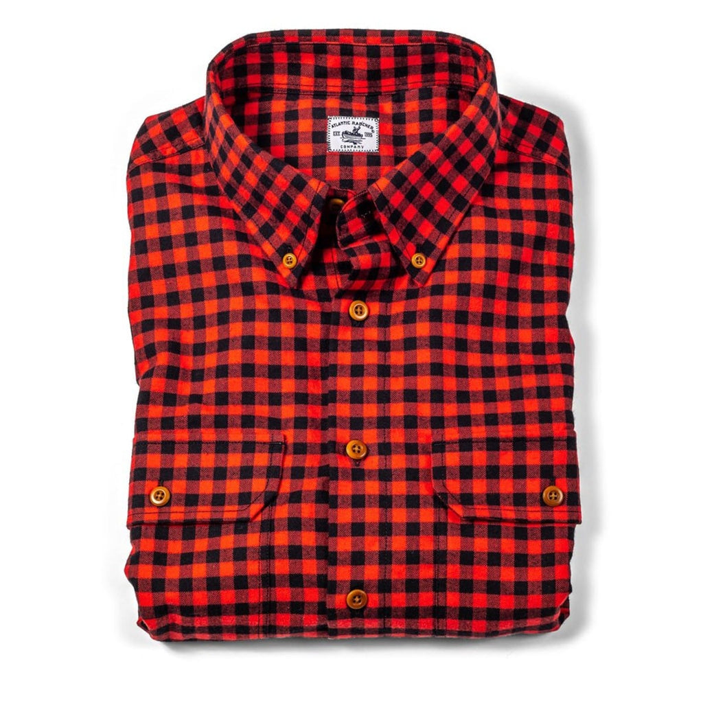 Bayman's Flannel Button-Down Collar Shirt - Red Check Shirts Atlantic Rancher Company Red Check M 