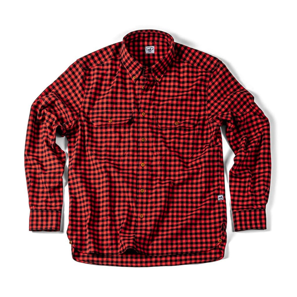 Bayman's Flannel Button-Down Collar Shirt - Red Check Shirts Atlantic Rancher Company   