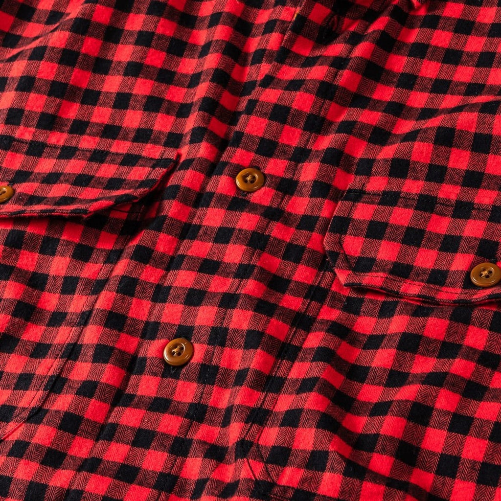 Bayman's Flannel Button-Down Collar Shirt - Red Check Shirts Atlantic Rancher Company   