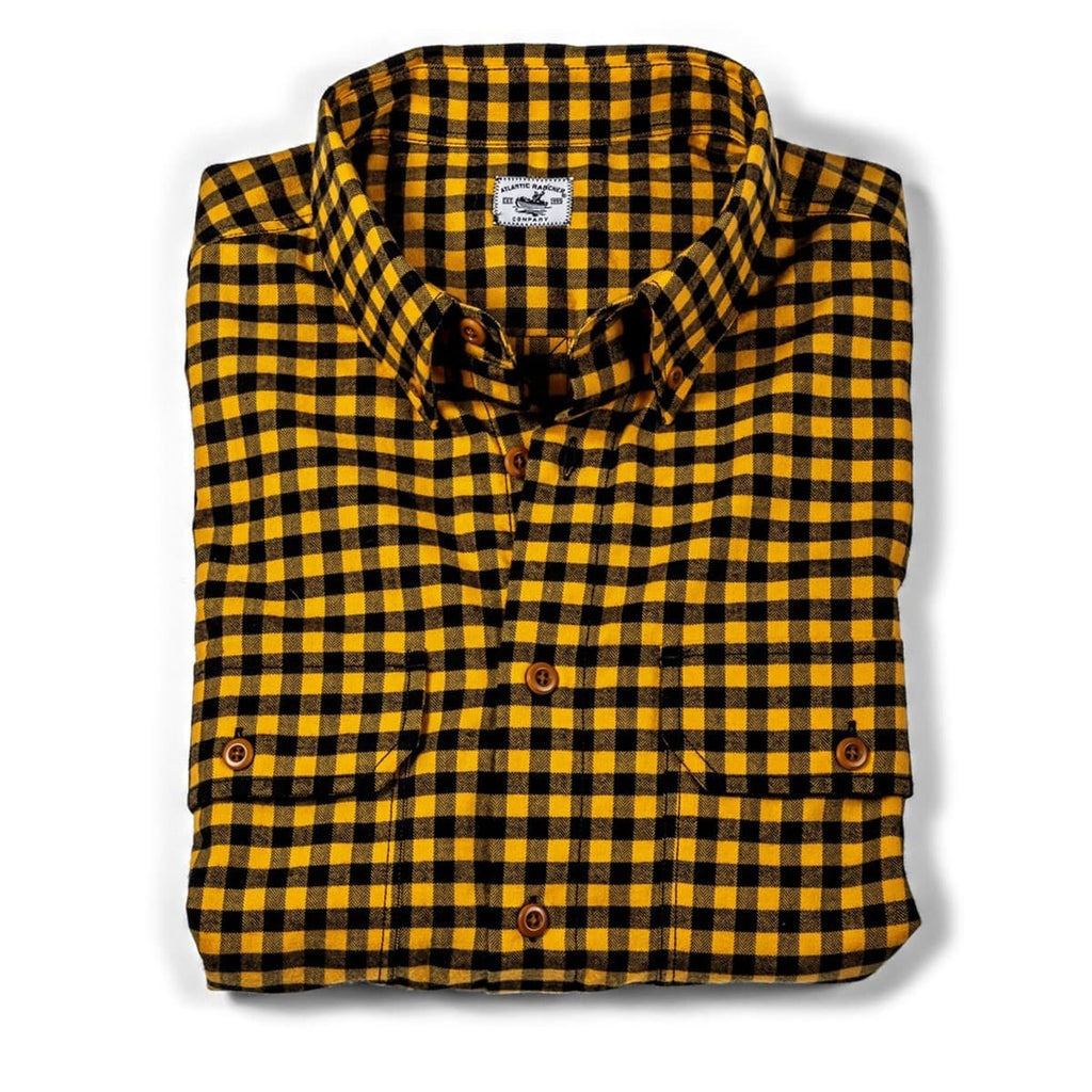 Bayman's Flannel Button-Down Collar Shirt - Orange Check Shirts Atlantic Rancher Company Orange Check M 