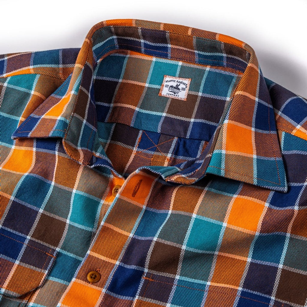 Bayman's Twill Shirt - Orange / Blue Multi Color Shirts Atlantic Rancher Company   